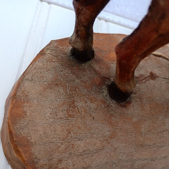 The Last Drop From His Stetson Statue Wooden Horse Equestrian Figurine Vintage - Picture 12 of 16